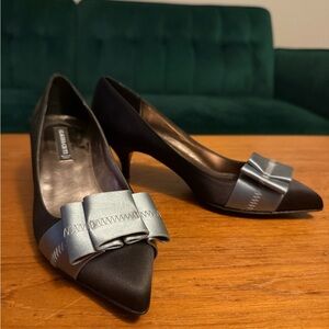 Claudia Ciuti Black Satin Bow Heels